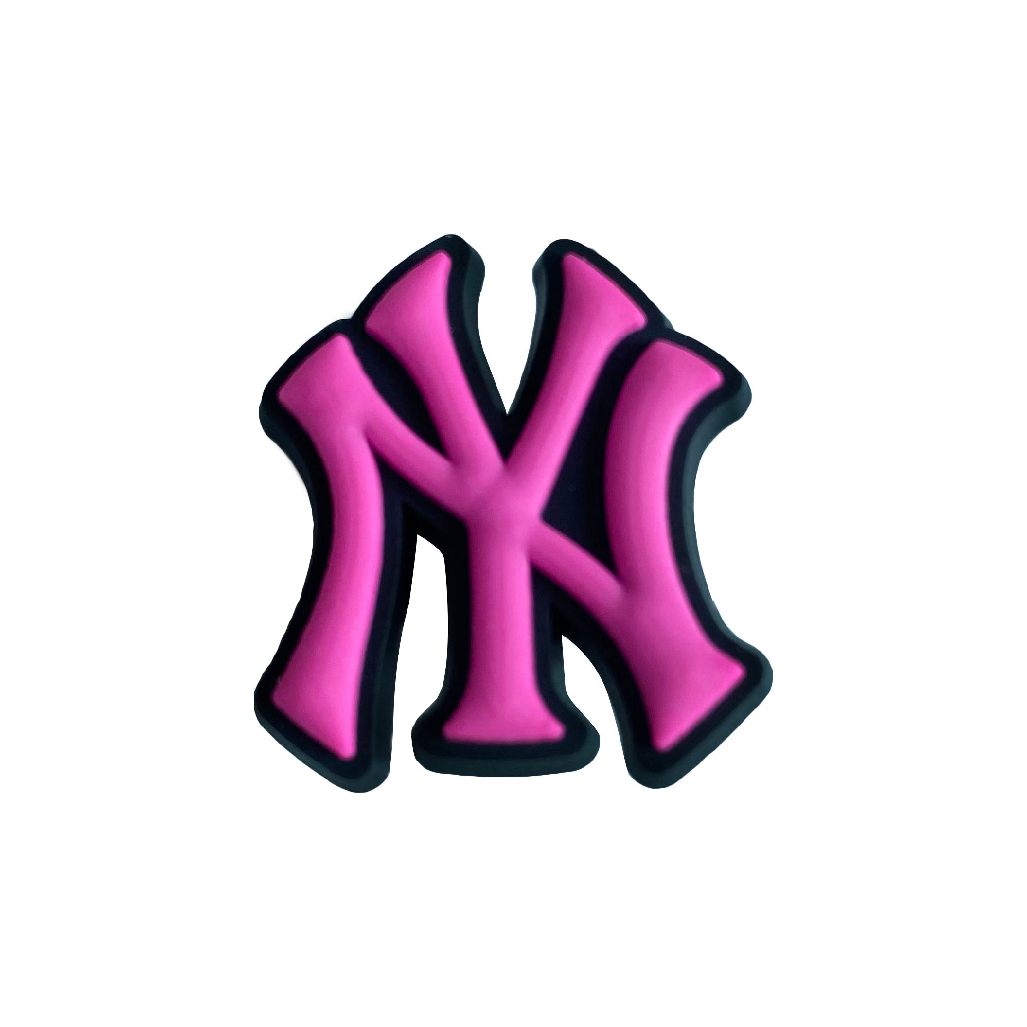 NY New York Yankees football badge logo dark pink on black 087-51 Shoe Charm