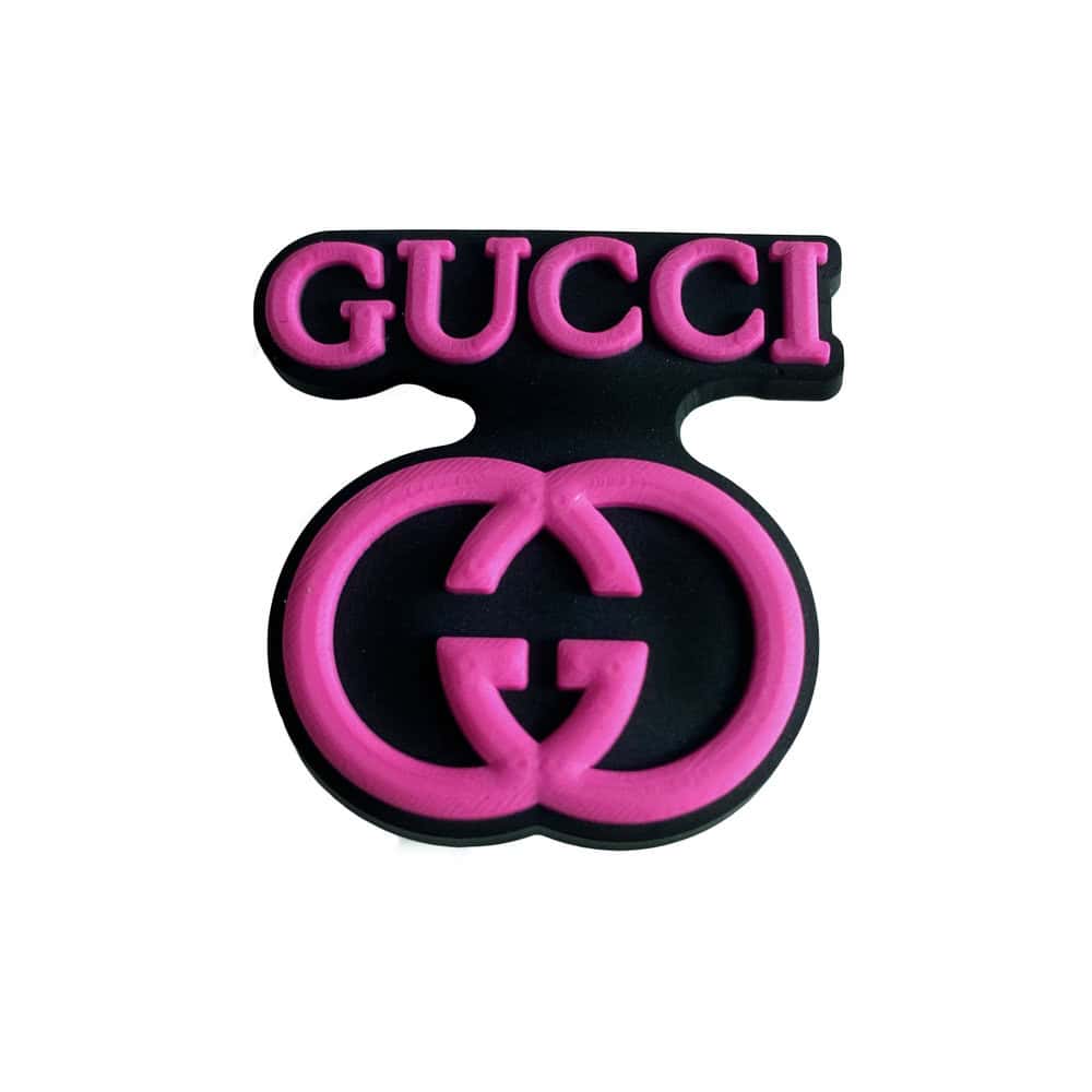 Gucci stylised badge logo dark pink 087-39 Shoe Charm