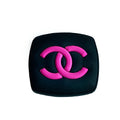 Chanel double C badge logo dark pink on black 087-44 Shoe Charm