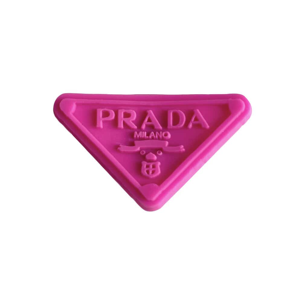 Prada triplate stylised badge logo dark pink on dark pink MQ087-45 Shoe Charm