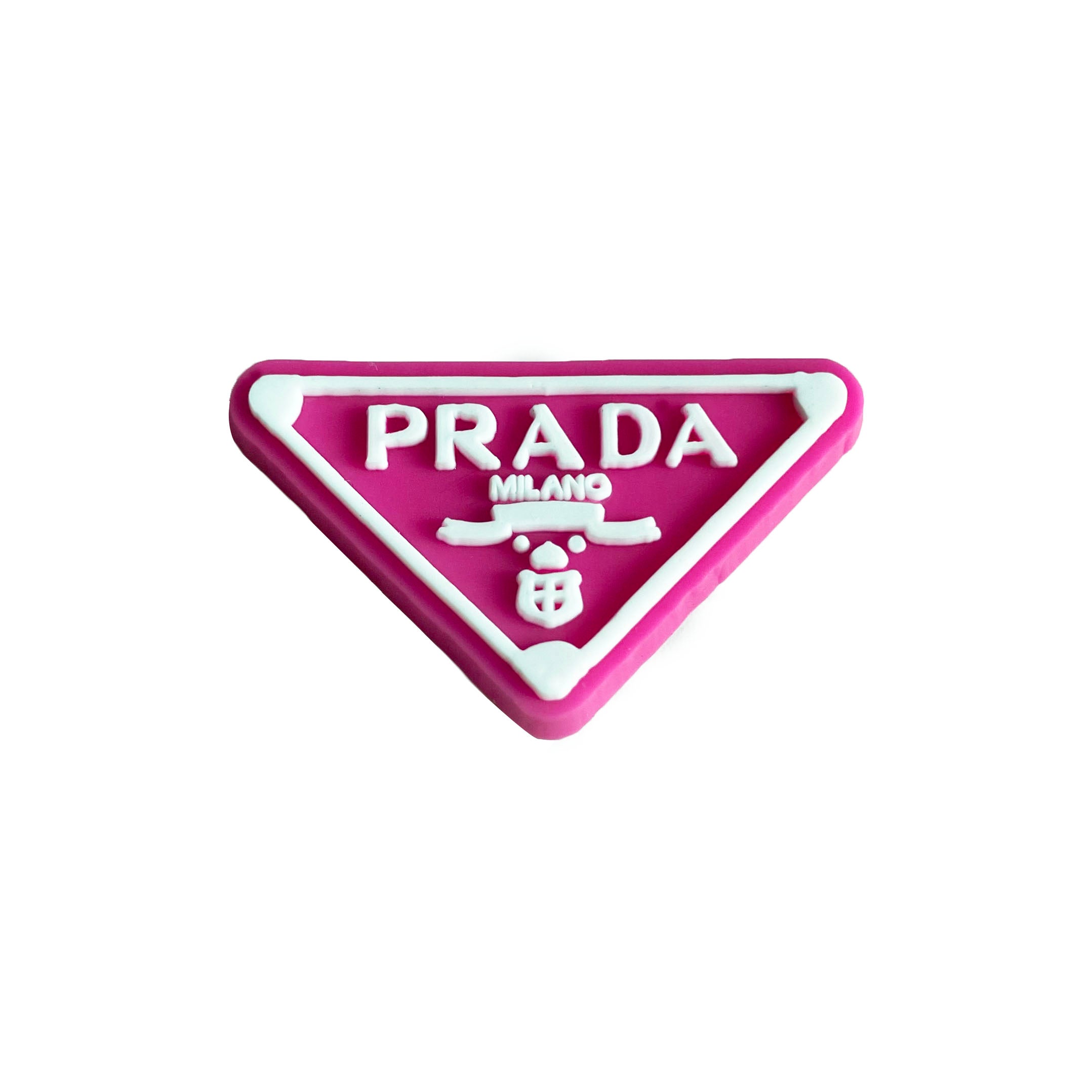 Prada triplate stylised badge logo white on dark pink 087-47 Shoe Charm