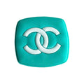 Chanel double C badge logo white on aqua MQ087-95 Shoe Charm