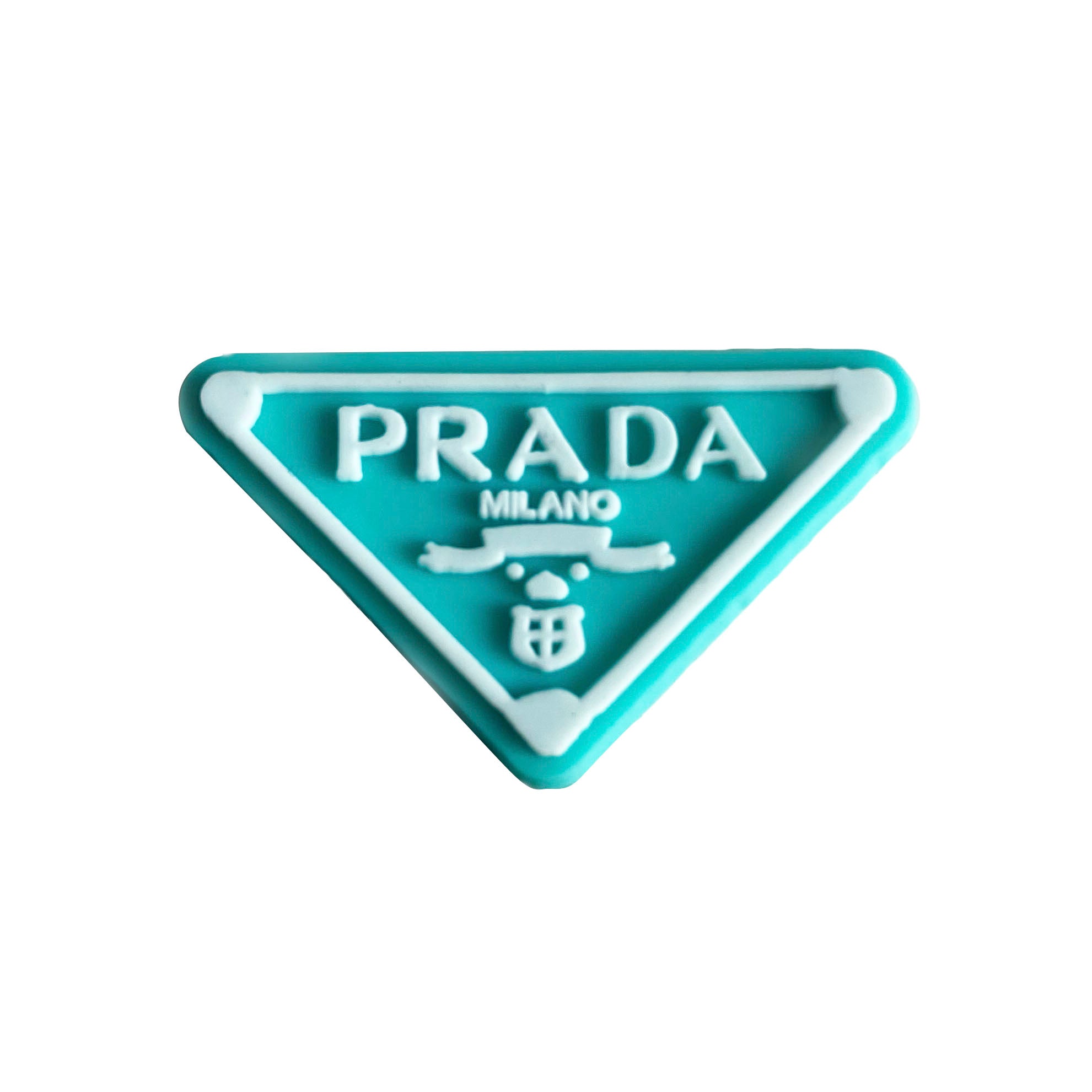 Prada triplate stylised badge logo white on aqua MQ087-97 Shoe Charm