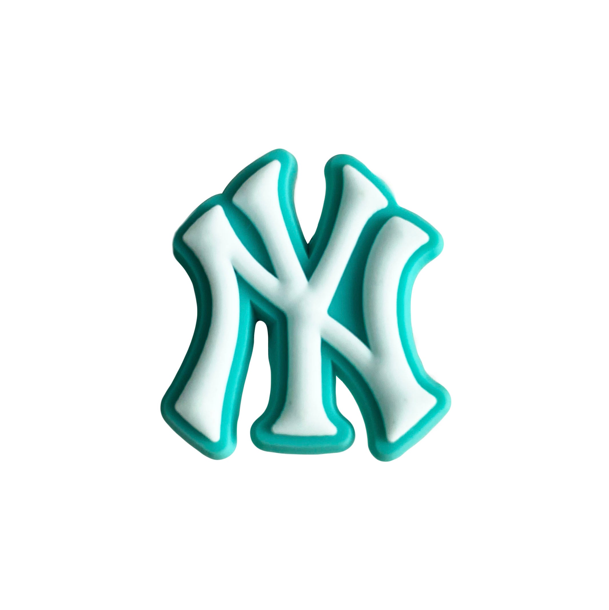 NY New York Yankees football badge logo white on aqua MQ087-94 Shoe Charm