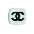 Chanel double C badge logo black on white MQ087-132 Shoe Charm