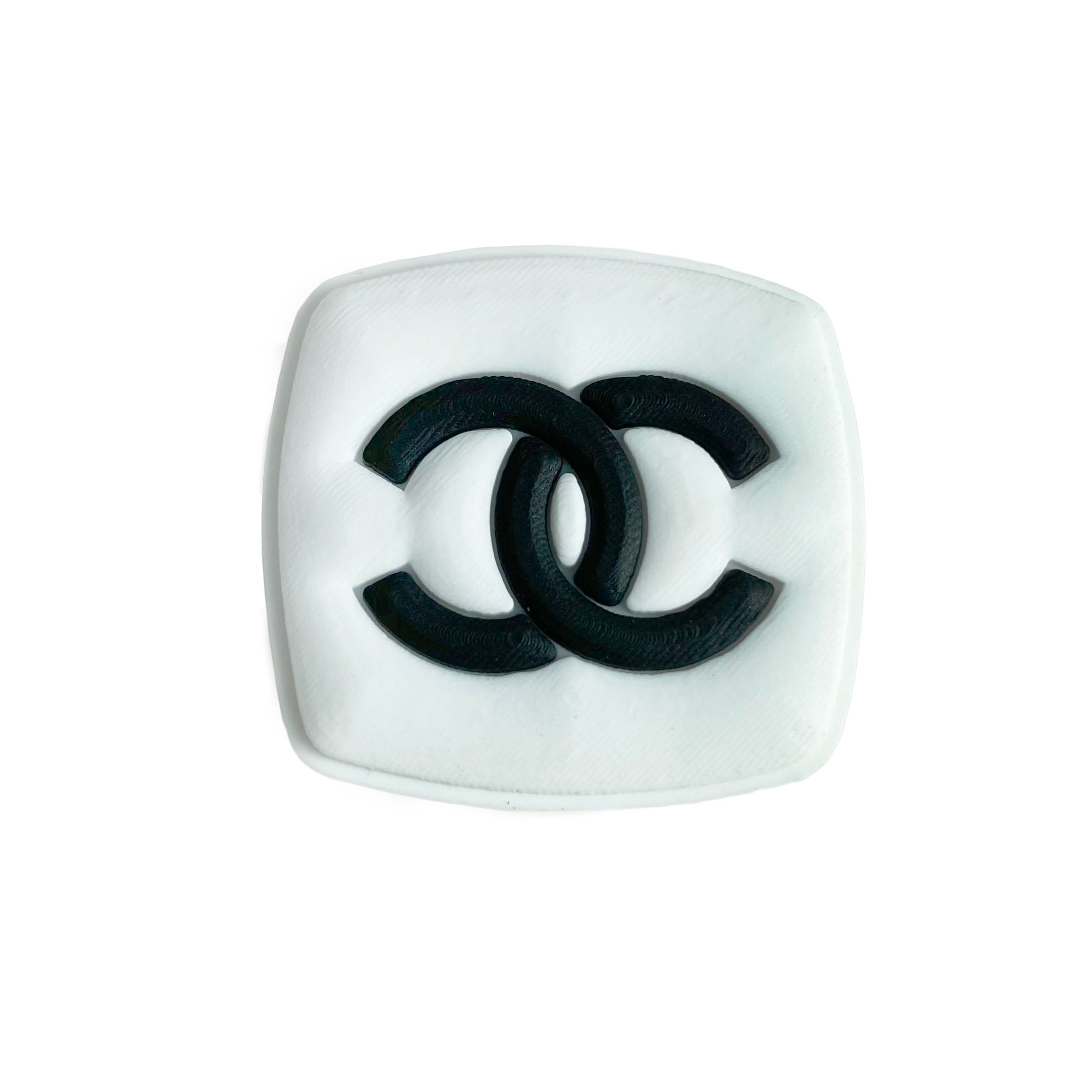Chanel double C badge logo black on white MQ087-132 Shoe Charm
