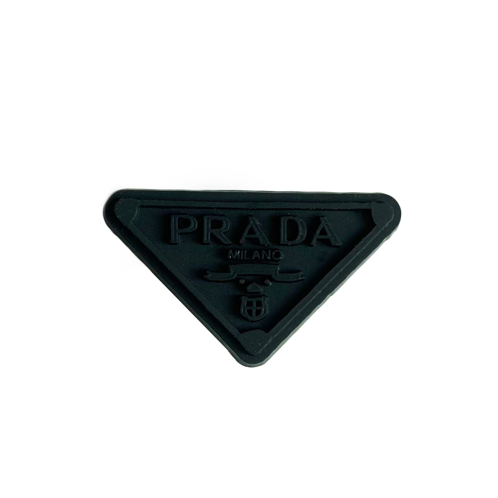 Prada triplate stylised badge logo  black on black MQ087-135 Shoe Charm