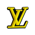 LV Louis Vuitton French Luxury stylized logo yellow on black MQ087-78 Shoe Charm