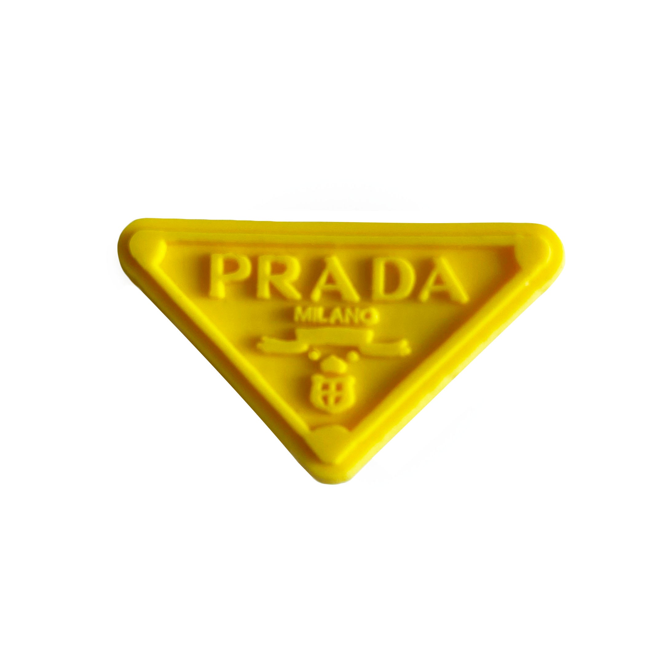 Prada triplate stylised badge logo yellow on yellow MQ087-87 Shoe Charm