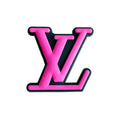 LV Louis Vuitton French Luxury stylized logo dark pink on black MQ087-40 Shoe Charm