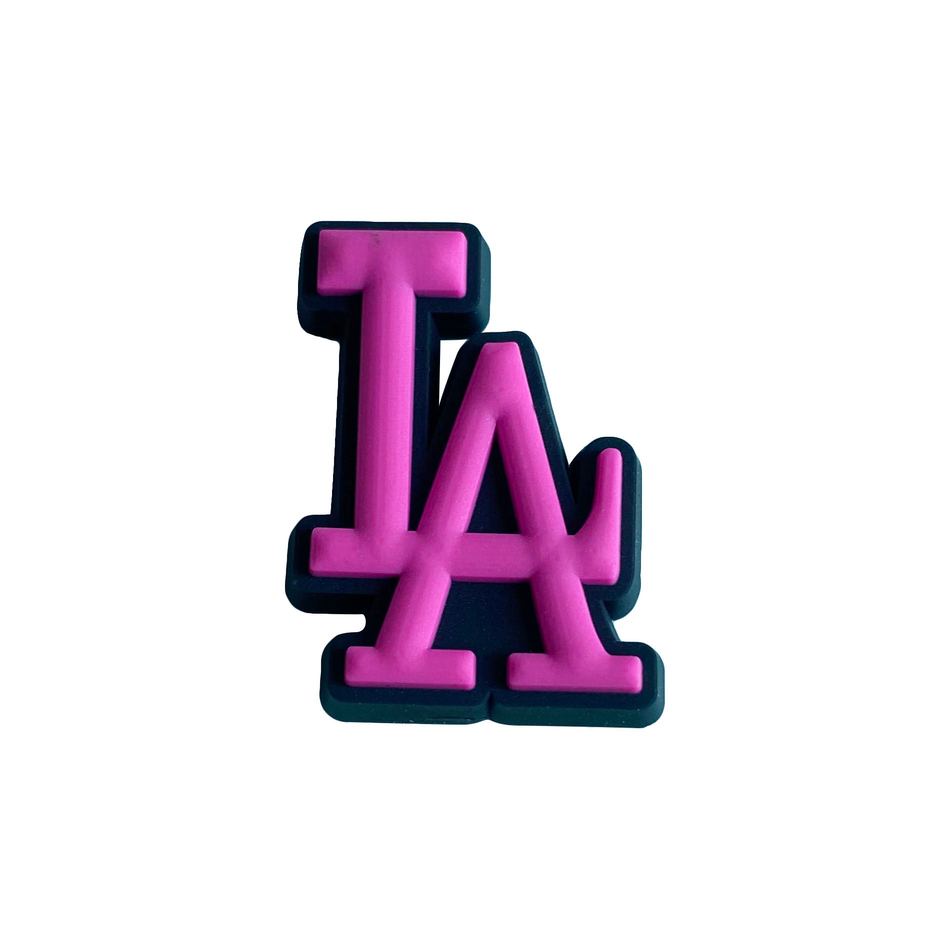 LA stylised logo dark pink on black 087-42 Shoe Charm