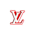 LV Louis Vuitton French Luxury stylized logo white on red MQ087-09 Shoe Charm