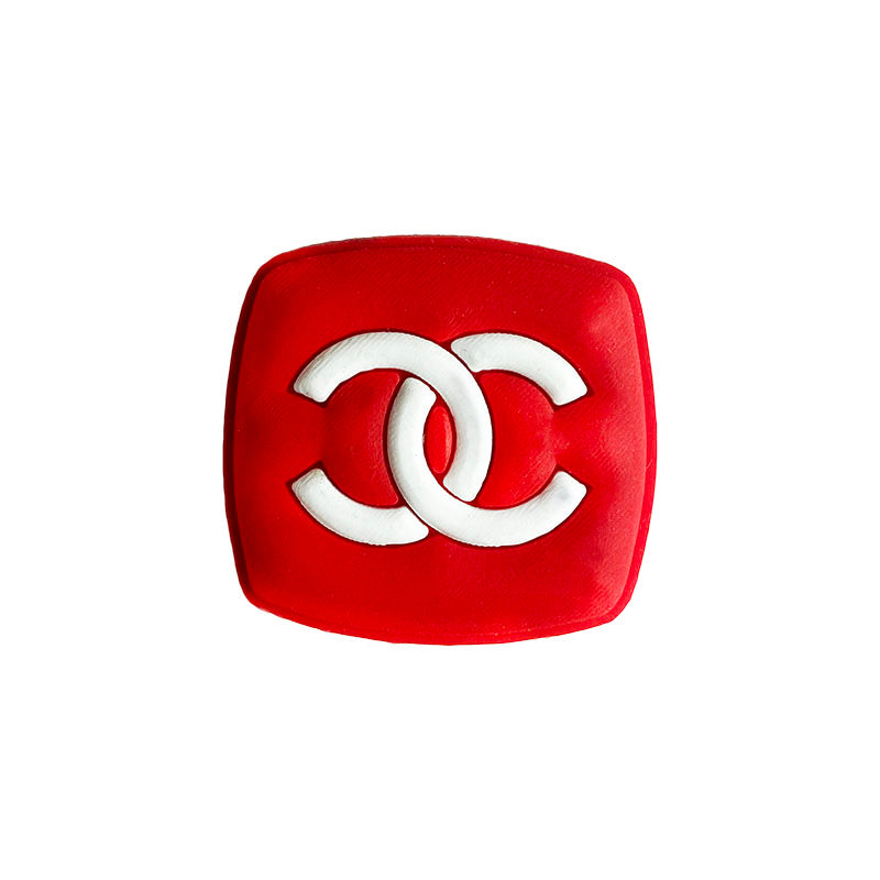 Chanel double C badge white on red MQ087-10 Shoe Charm