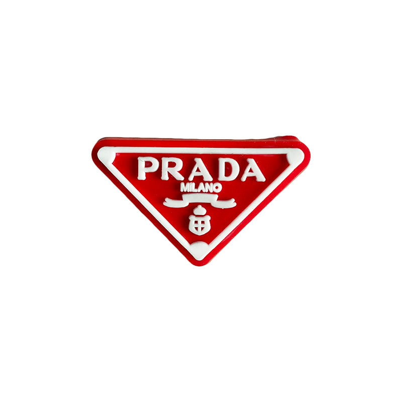 Prada triplate stylised badge white on red MQ087-14 Shoe Charm