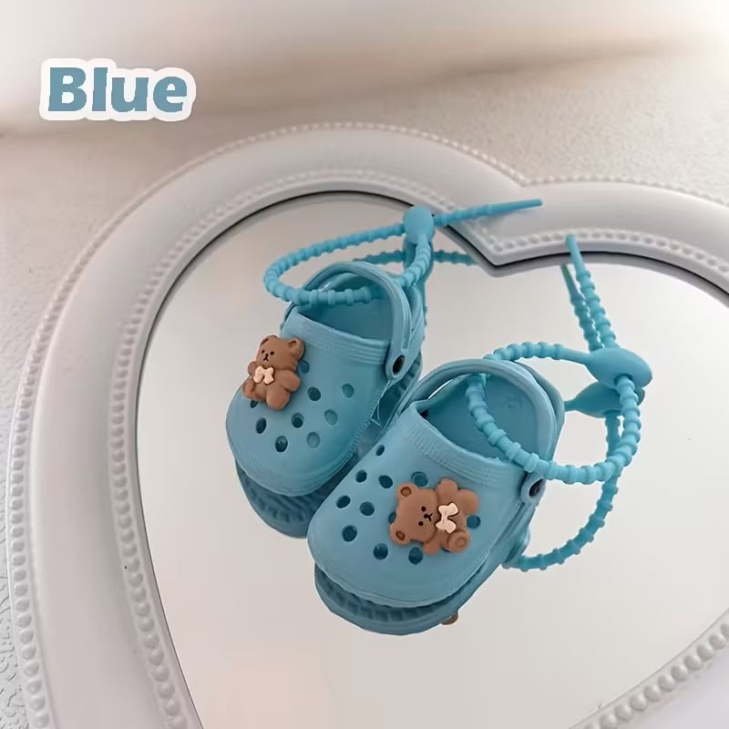 Bag Tag - Blue pair of Mini Crocs with charms and BagTag lace - Shoe Charm