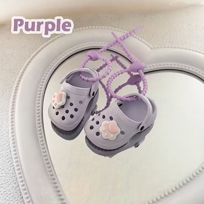Bag Tag - Lilac pair of Mini Crocs with charms and BagTag lace - Shoe Charm