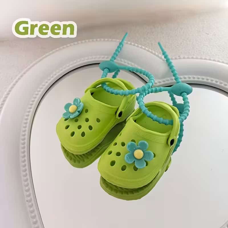 Bag Tag - Green pair of Mini Crocs with charms and BagTag lace - Shoe Charm