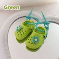 Bag Tag - Green pair of Mini Crocs with charms and BagTag lace - Shoe Charm