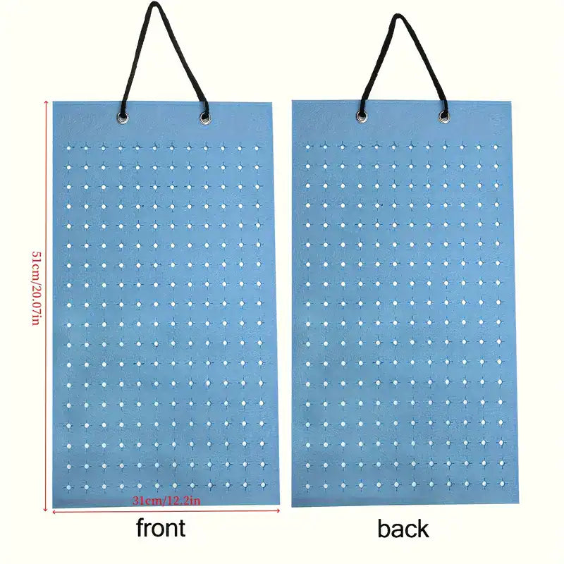 Display panel - Blue wall hanging organiser with 216 holes DP002 - Shoe Charm