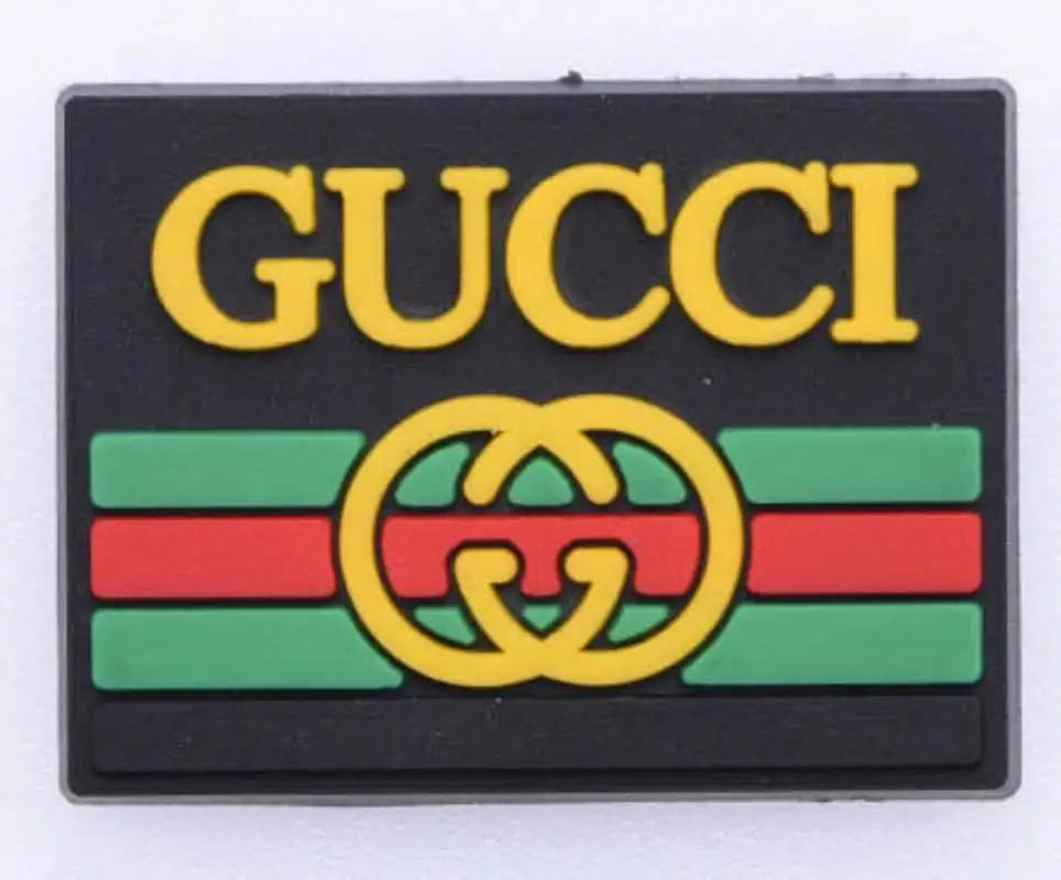 GUCCI square badge logo Yellow on black P2210-01 Shoe Charm