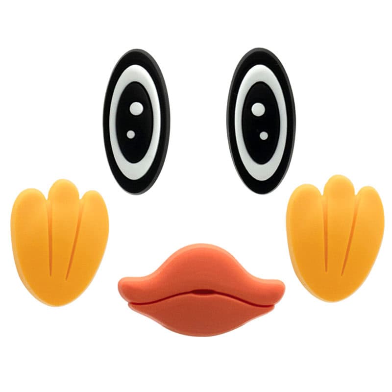 Shoe charm set - Duck set 5 pieces eyes, mouth, feet, 3D300-03 - Shoe Charm