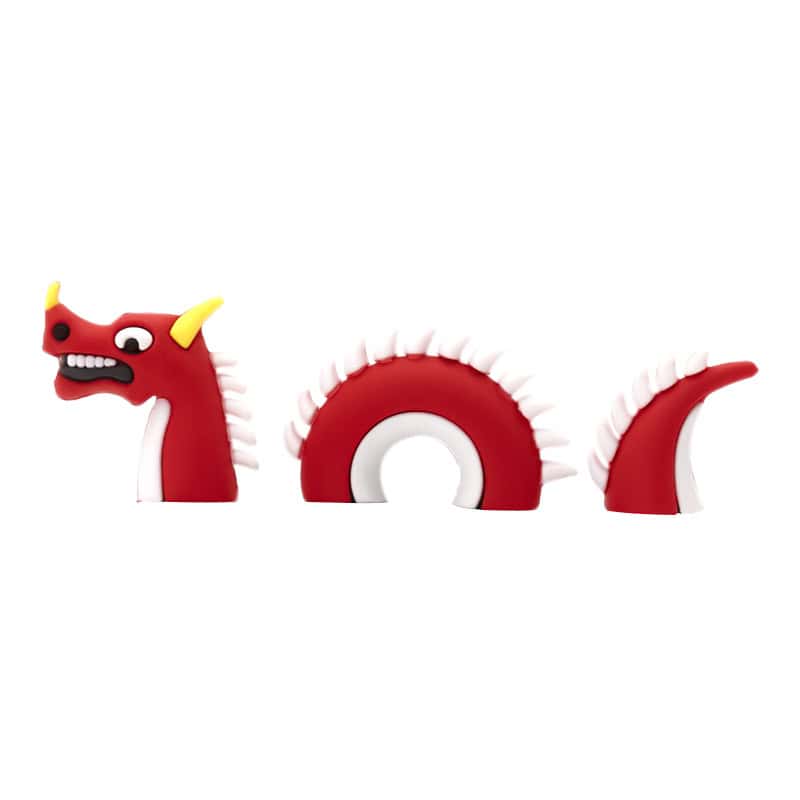 3D Red Dragon, Loch Ness monster, 3 piece, head, body & tail 3D Standing Charm 3D308-25 - Shoe Charm