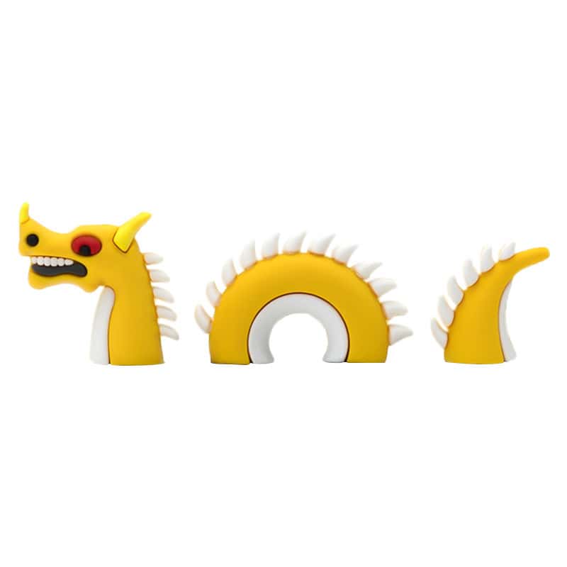3D Yellow Dragon, Loch Ness monster, 3 piece, head, body & tail 3D Standing Charm 3D308-27 - Shoe Charm