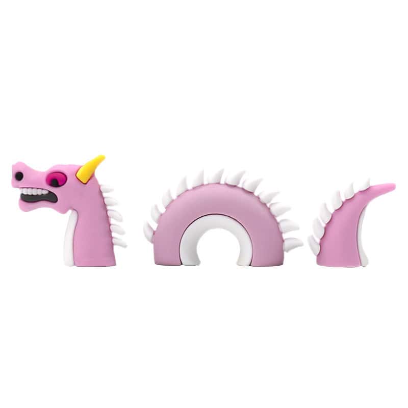 3D Pink Dragon, Loch Ness monster, 3 piece, head, body & tail 3D Standing Charm 3D308-28 - Shoe Charm