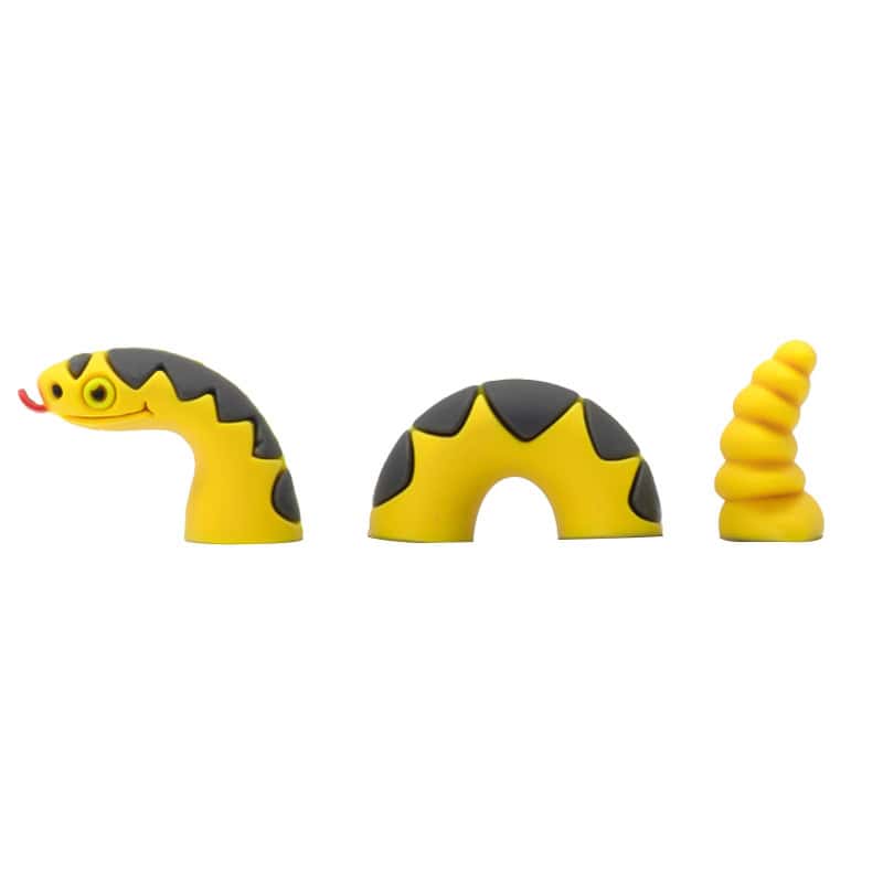 3D Yellow Snake 3 piece, head, body & tail 3D Standing Charm 3D308-29 - Shoe Charm