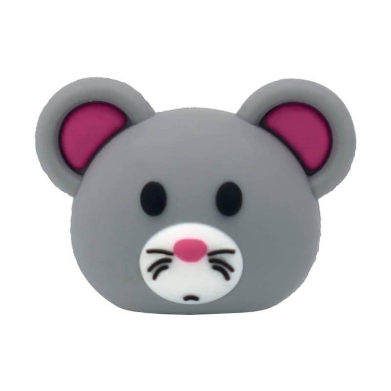 3D Grey Cat head  & face with whiskers 3D Standing Charm 3D308-47 - Shoe Charm