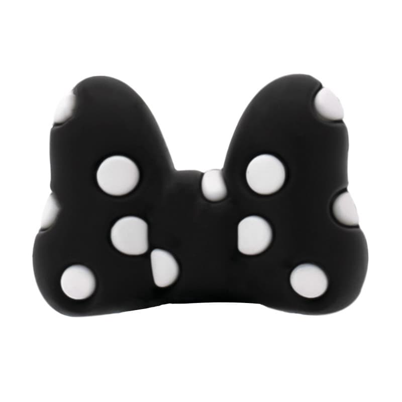 3D Big black bow with white spots 3D Standing Charm 3D309-05 - Shoe Charm