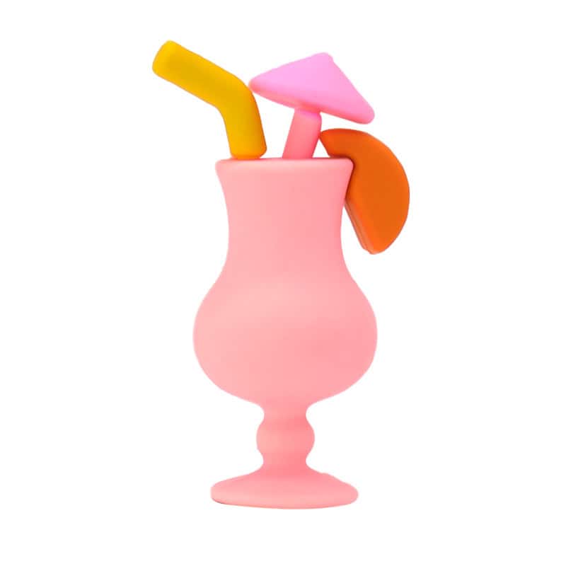3D  Cocktail drink with a straw 3D Standing Charm 3D318-13 - Shoe Charm