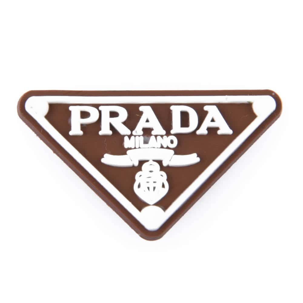 Prada triplate stylised badge logo white on brown P2197-1 Shoe Charm