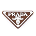 Prada triplate stylised badge logo white on brown P2197-1 Shoe Charm