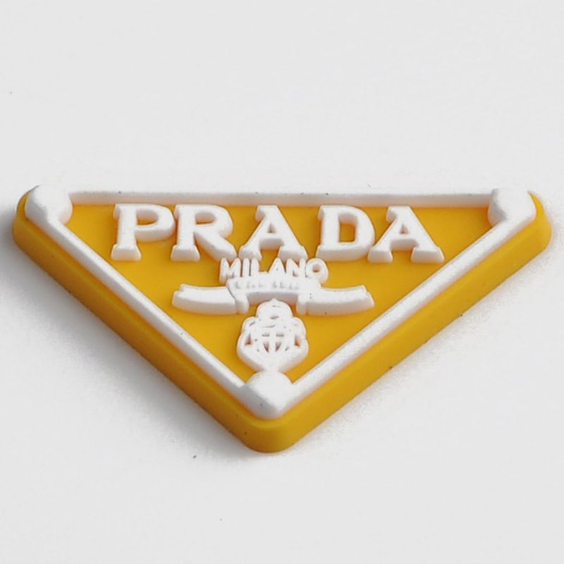 PRANDA triangle sign white on yellow P2197 Shoe Charm