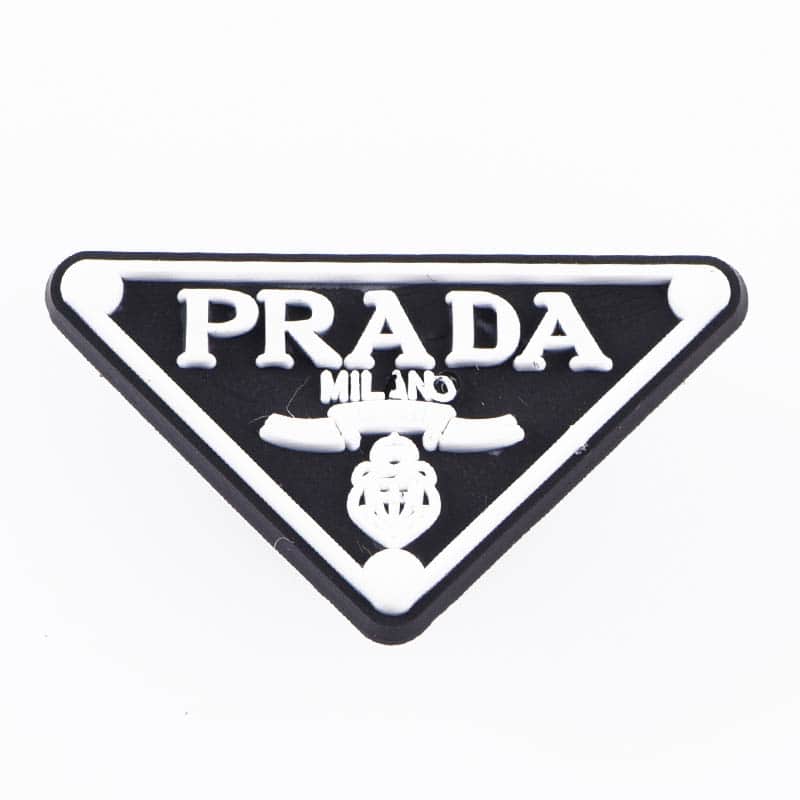Prada triplate stylised badge logo white on black P2197a Shoe Charm
