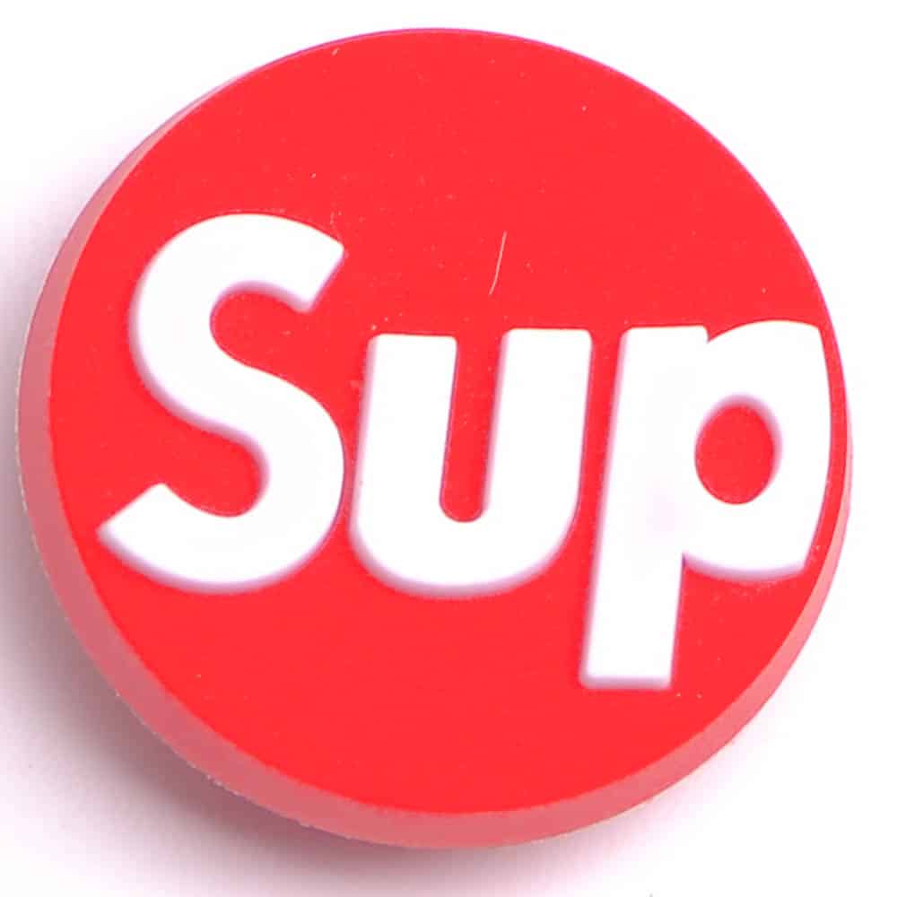SUP round badge white on red P2207 Shoe Charm