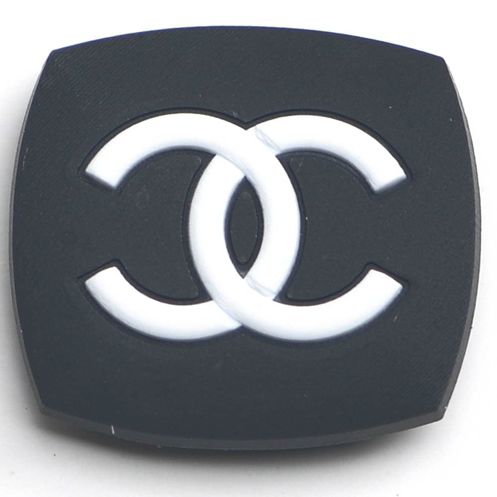 Chanel Double C badge white on black P2210 Shoe Charm