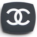 Chanel Double C badge white on black P2210 Shoe Charm