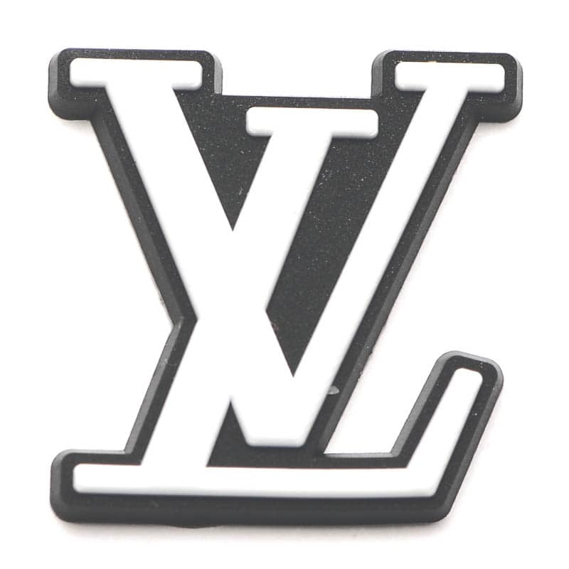 LV Loius Vitton stylised logo white on black P2233 Shoe Charm