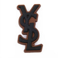 Ysl Yves Saint Laurent Stylized Logo black on brown P2234-1 Shoe Charm