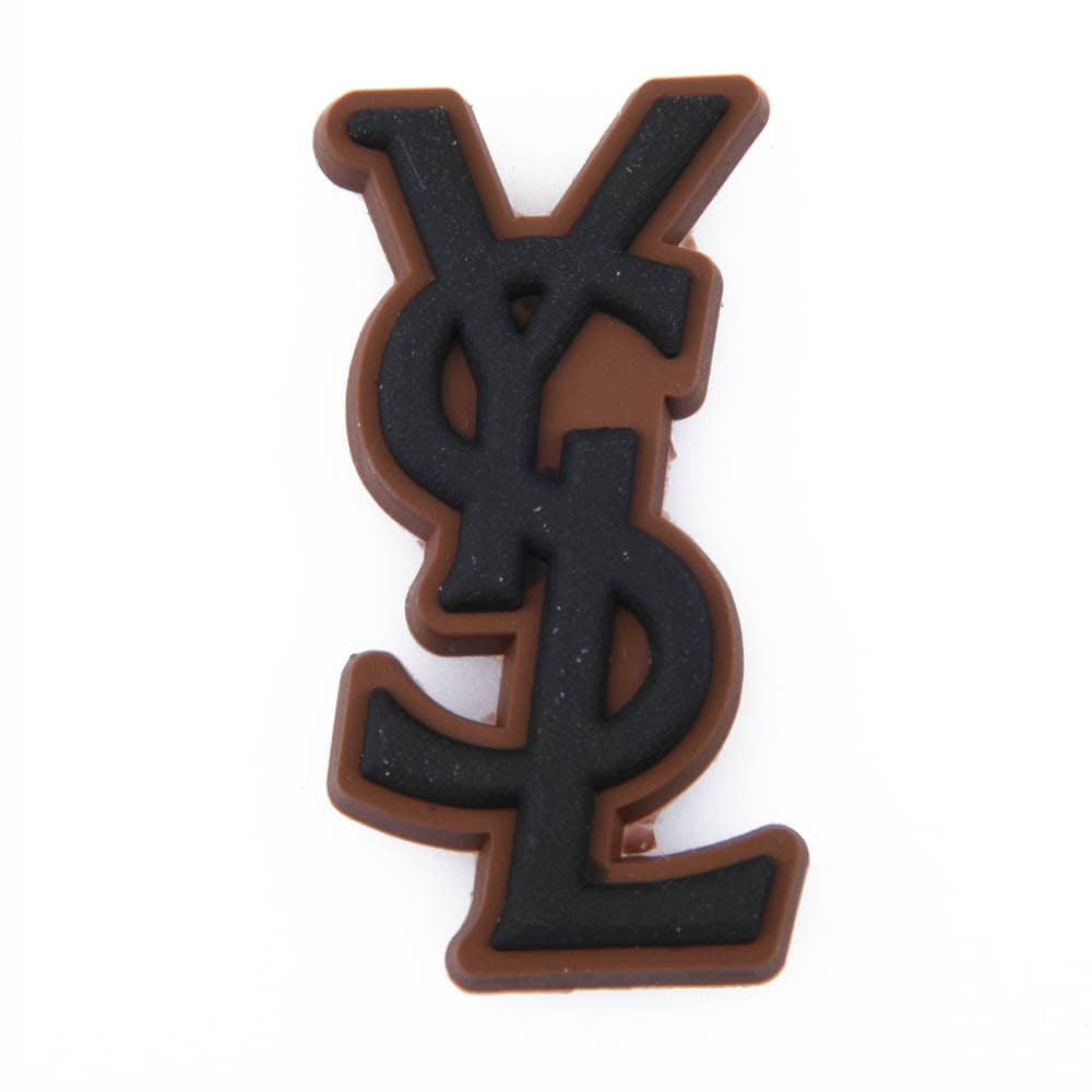 Ysl Yves Saint Laurent Stylized Logo black on brown P2234-1 Shoe Charm