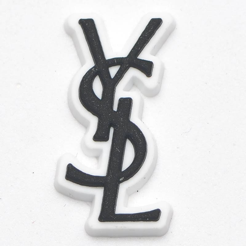 Ysl Yves Saint Laurent Stylized Logo black on white P2234 Shoe Charm