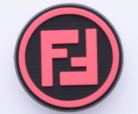 FF FENDI Round badge pink on black P2237-1 Shoe Charm