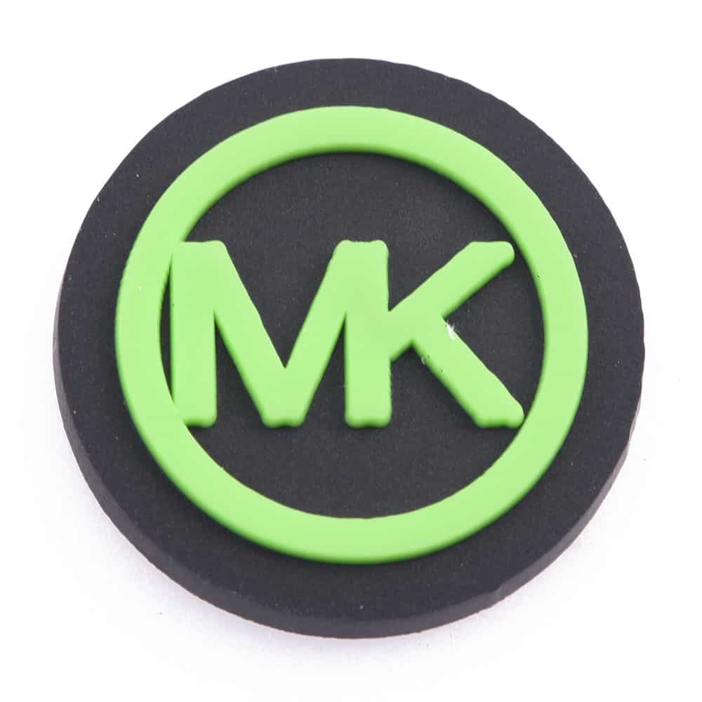 MK Round Badge green P4130 Shoe Charm