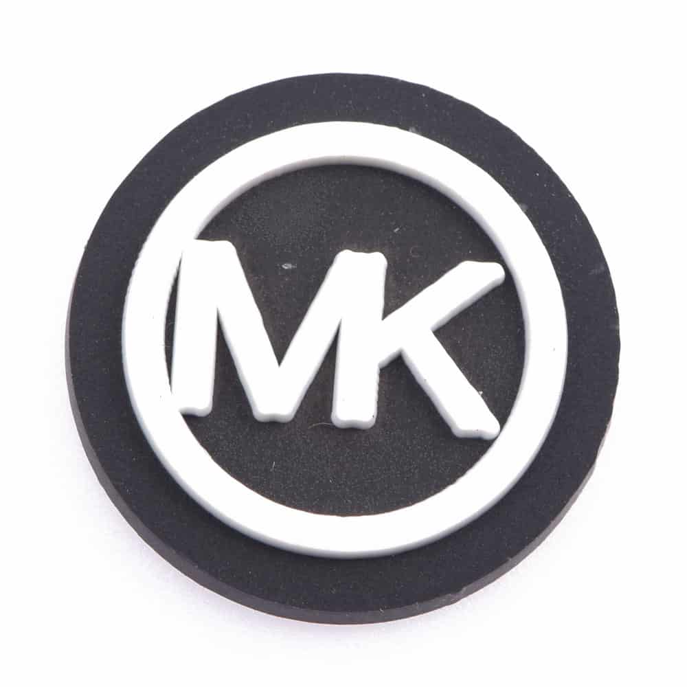 MK Round Badge white P4131 Shoe Charm