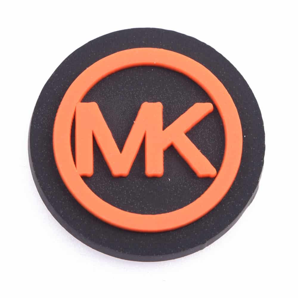 MK Round Badge orange P4132 Shoe Charm