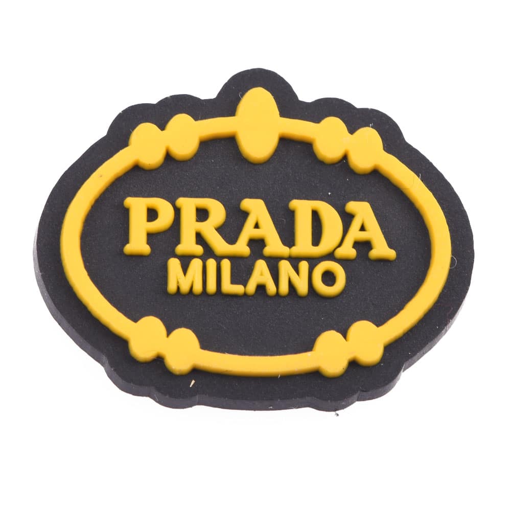 PRADA stylised shield yellow P4145 Shoe Charm