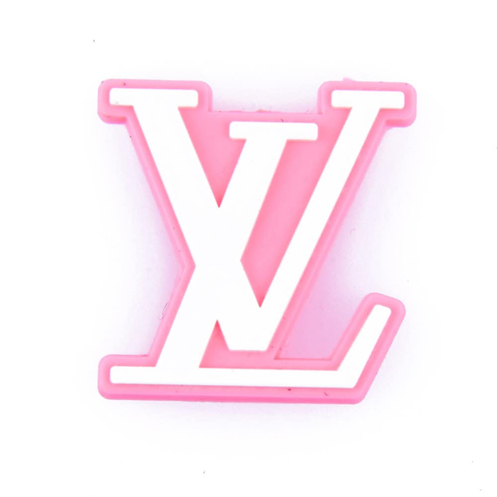 LV Loius Vitton stylised logo white on pink PB8007 Shoe Charm