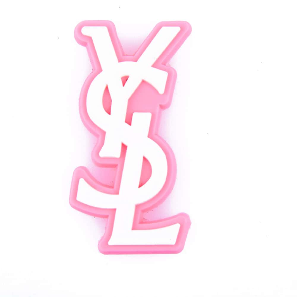 Ysl Yves Saint Laurent Stylized Logo white on pink PB8008 Shoe Charm